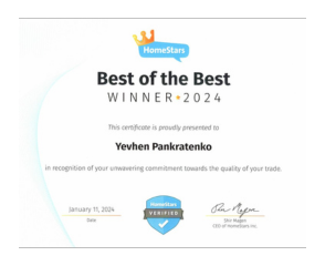 Best of the best certificate from home stars